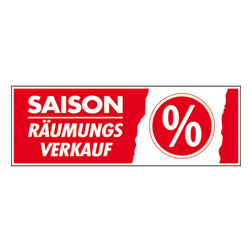 Aufkleber 'Saison Räumungsverkauf'