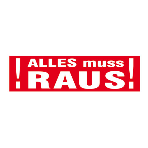 Aufkleber 'Alles muss raus' groß