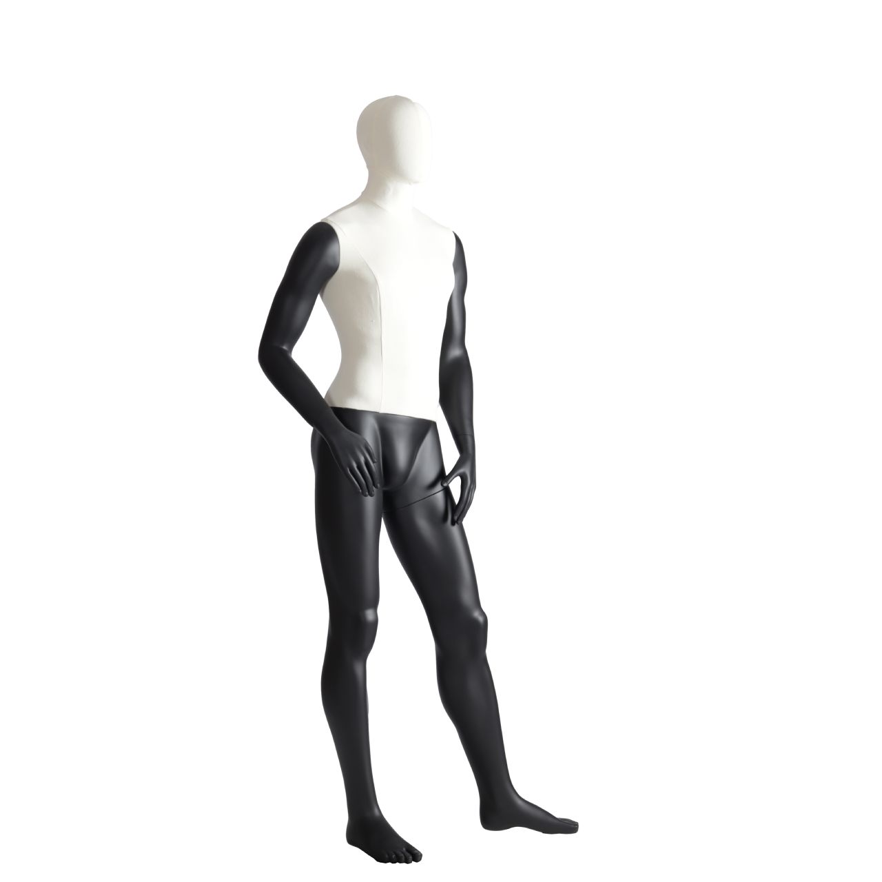 Mannequin homme avec buste recouvert de tissu blanc